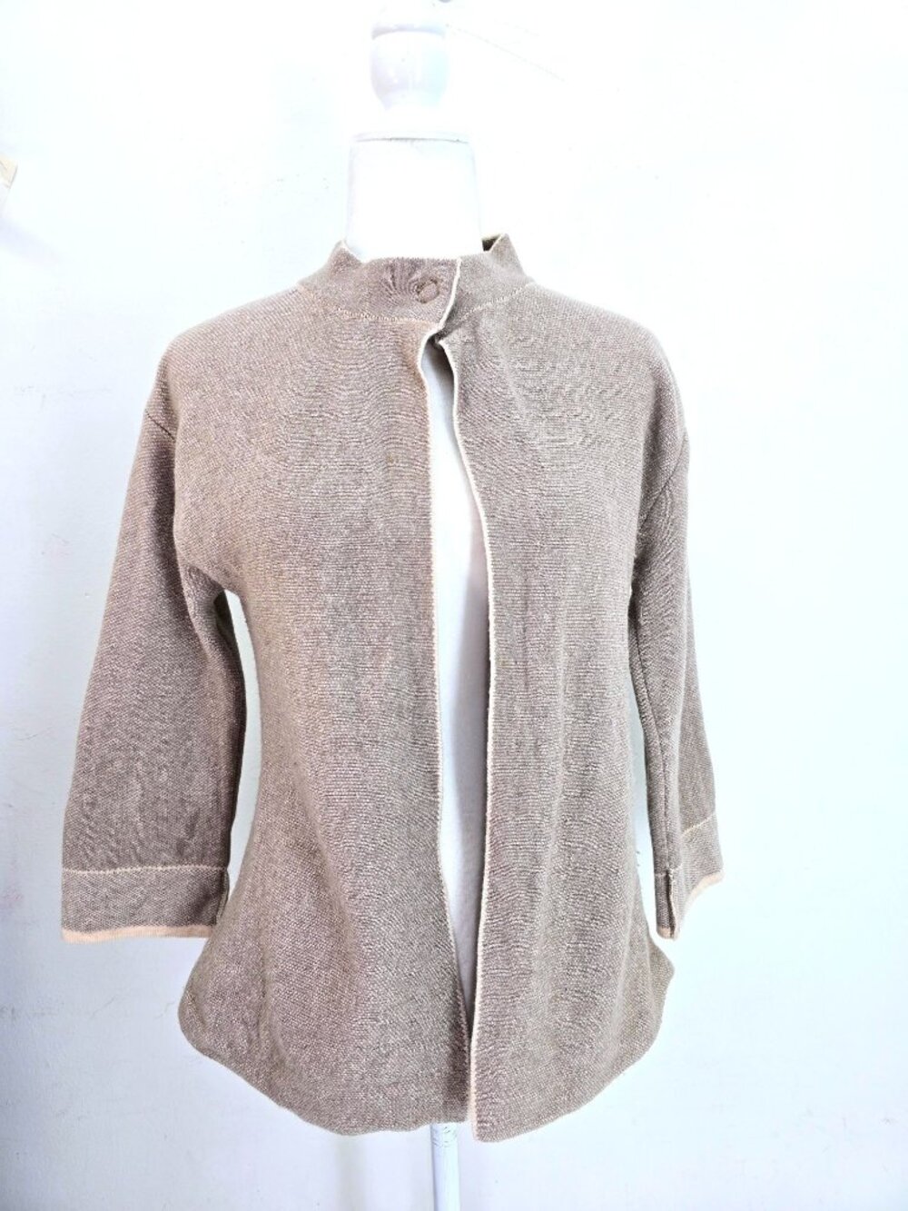 Bendetta B. Tan Merino Wool Cashmere Open Cardigan Italy Made Women Size S
